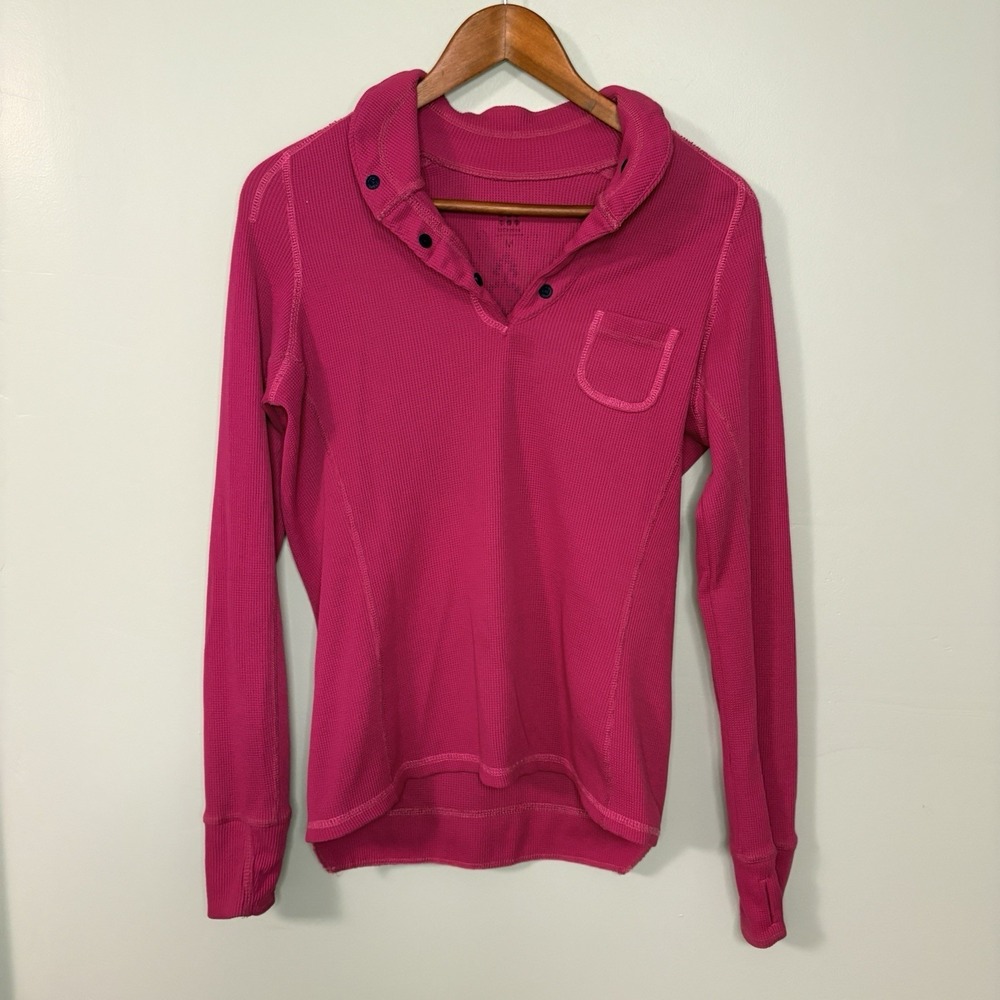 Title Nine Carol's Opus Pink Long Sleeve Top Size Medium Design Waffle Thermal